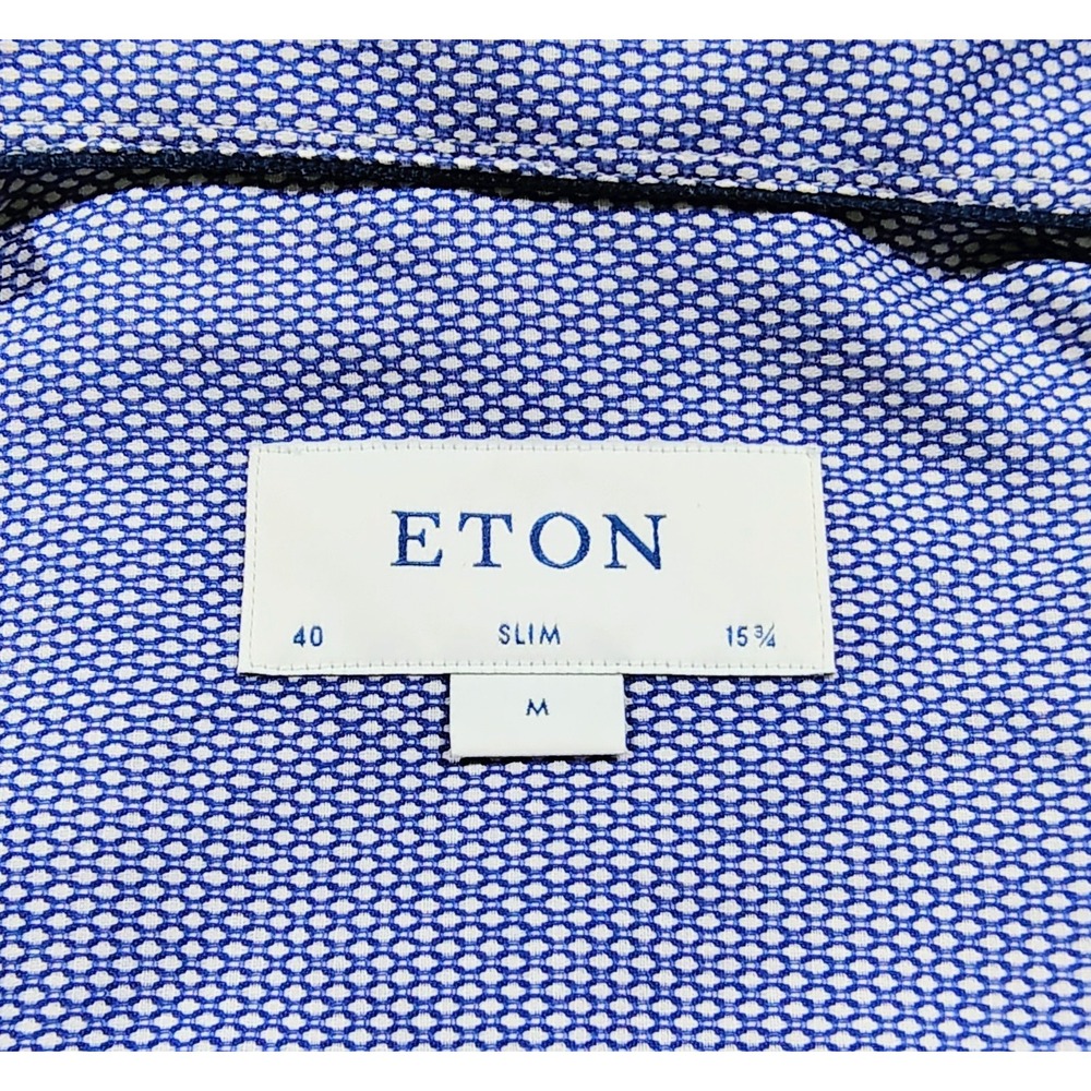 Eton Slim Fit Dress Shirt Men 40 15.75 Blue Signature Twill Cotton EUC - Picture 3 of 13